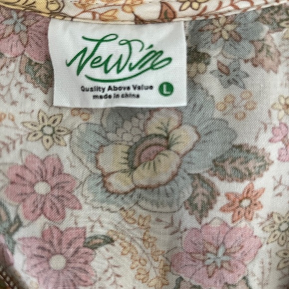 New Dia Floral Babydoll Dress Large Boho Cottagecore Tiered V Neck flowy - Picture 3 of 6